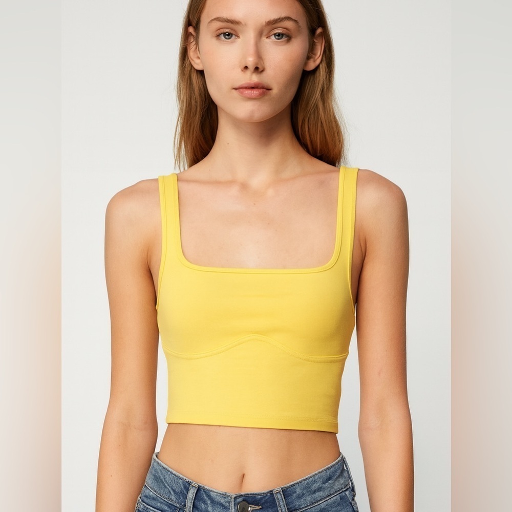 Abercrombie & Fitch Soft A&F Collection Yellow Cropped Tank Top/bra- Medium